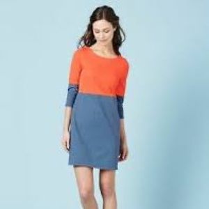 Boden orange and denim color block cotton dress size 14